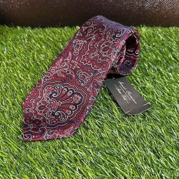 Daniel Cremieux Paisley Necktie Seven Fold Limited Edition 166/203 Red Navy Mens